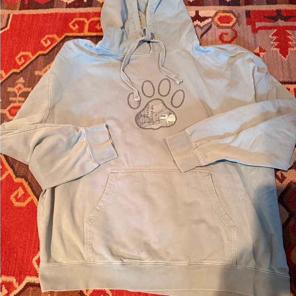 Light Green “Teddy”  Hoodie with Paw Print